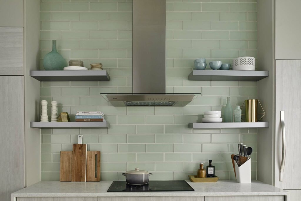 Green Tile Backsplash Kitchen